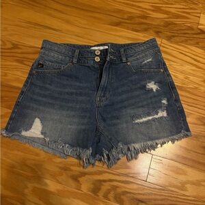 Distressed Denim High Rise Short